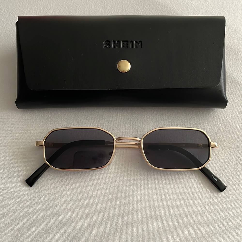 SHEIN rectangular black and gold sunglasses